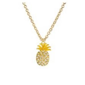 Gold Pineapple Fashion Jeweled Pendent Necklace